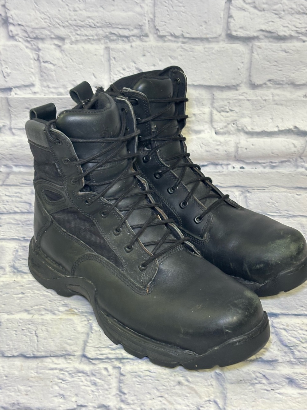 Danner Striker II GTX 6” Black Leather Boots Lace Up Size 12 Combat Side Zip